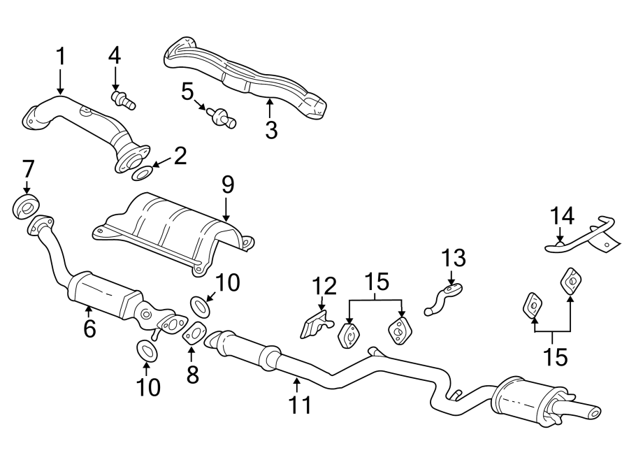 Diagram EXHAUST SYSTEM. EXHAUST COMPONENTS. for your 1992 Chevrolet K3500  Scottsdale Extended Cab Pickup Fleetside 6.5L V8 DIESEL A/T 