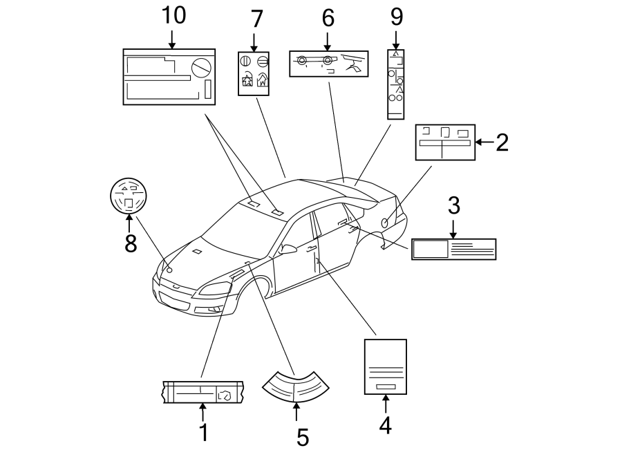 Diagram INFORMATION LABELS. for your 2016 Chevrolet Silverado   