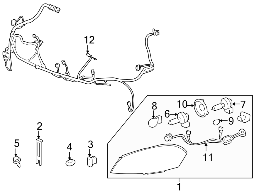 Diagram FRONT LAMPS. HEADLAMP COMPONENTS. for your 2005 Chevrolet Cobalt   