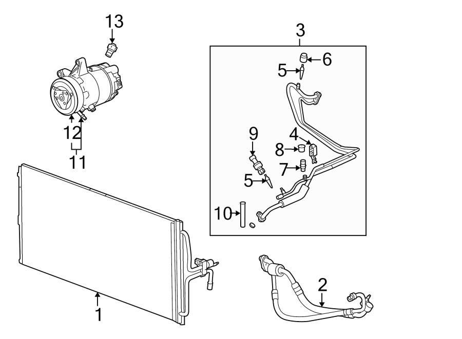Diagram AIR CONDITIONER & HEATER. COMPRESSOR & LINES. CONDENSER. for your Chevrolet