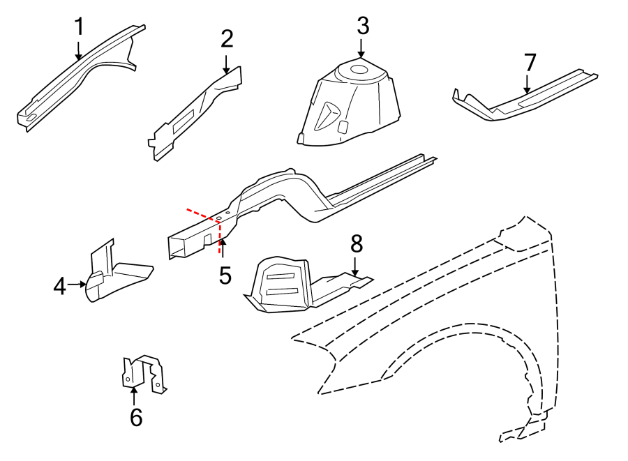 Diagram Fender. Structural components & rails. for your 2015 GMC Sierra 2500 HD 6.6L Duramax V8 DIESEL A/T 4WD SLE Standard Cab Pickup Fleetside 