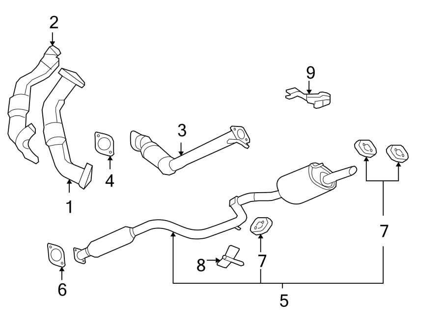 Diagram EXHAUST SYSTEM. EXHAUST COMPONENTS. for your 1992 Chevrolet K3500  Scottsdale Extended Cab Pickup Fleetside 6.5L V8 DIESEL A/T 