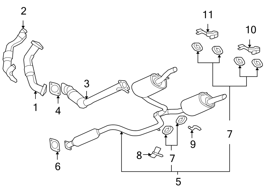 Diagram EXHAUST SYSTEM. EXHAUST COMPONENTS. for your 1992 Chevrolet K3500  Scottsdale Extended Cab Pickup Fleetside 6.5L V8 DIESEL A/T 