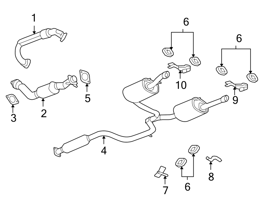 Diagram EXHAUST SYSTEM. EXHAUST COMPONENTS. for your 2024 Chevrolet Equinox  LT Sport Utility 