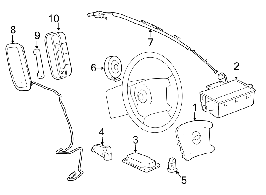 Diagram RESTRAINT SYSTEMS. AIR BAG COMPONENTS. for your 2020 Chevrolet Silverado   