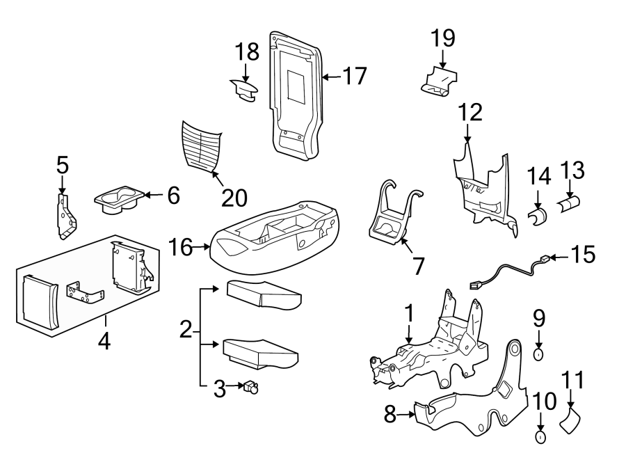 Diagram SEATS & TRACKS. FRONT SEAT COMPONENTS. for your 2008 Chevrolet Impala   