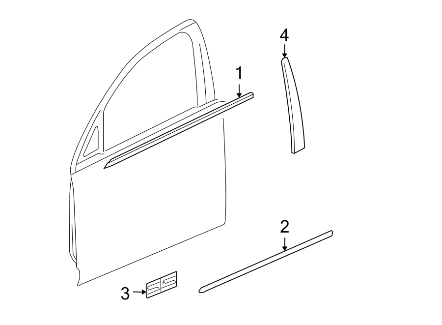 Diagram Front door. Trunk lid. Exterior trim. for your 2013 Chevrolet Spark   