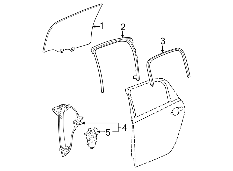 Diagram REAR DOOR. GLASS & HARDWARE. for your 2018 Chevrolet Spark   