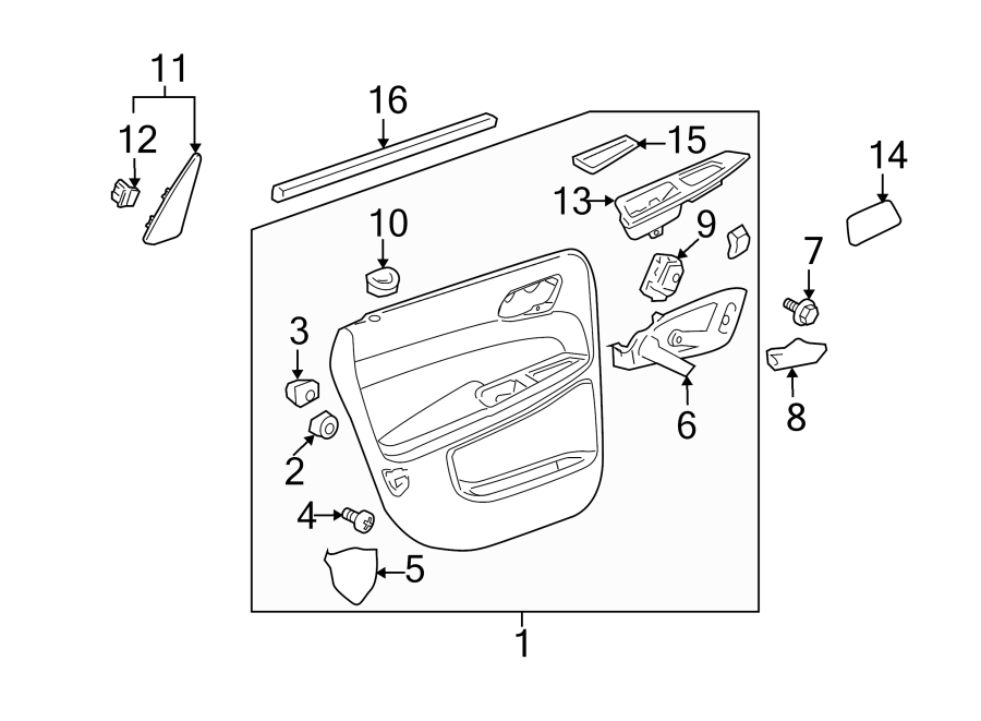 Diagram REAR DOOR. INTERIOR TRIM. for your 2025 Chevrolet Corvette Z06 Convertible  