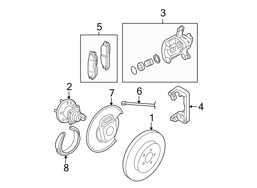 Diagram REAR SUSPENSION. BRAKE COMPONENTS. for your 2007 GMC Yukon SLT Sport Utility 5.3L Vortec V8 FLEX A/T RWD 