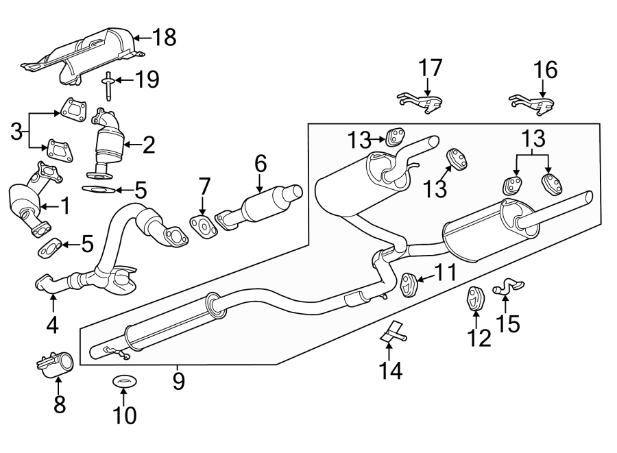 Diagram EXHAUST SYSTEM. EXHAUST COMPONENTS. for your 2005 Chevrolet Classic   