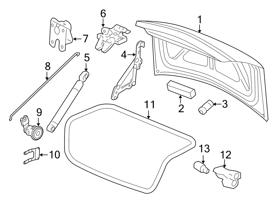 Diagram TRUNK LID. LID & COMPONENTS. for your 2013 Chevrolet Suburban 1500 LS Sport Utility  