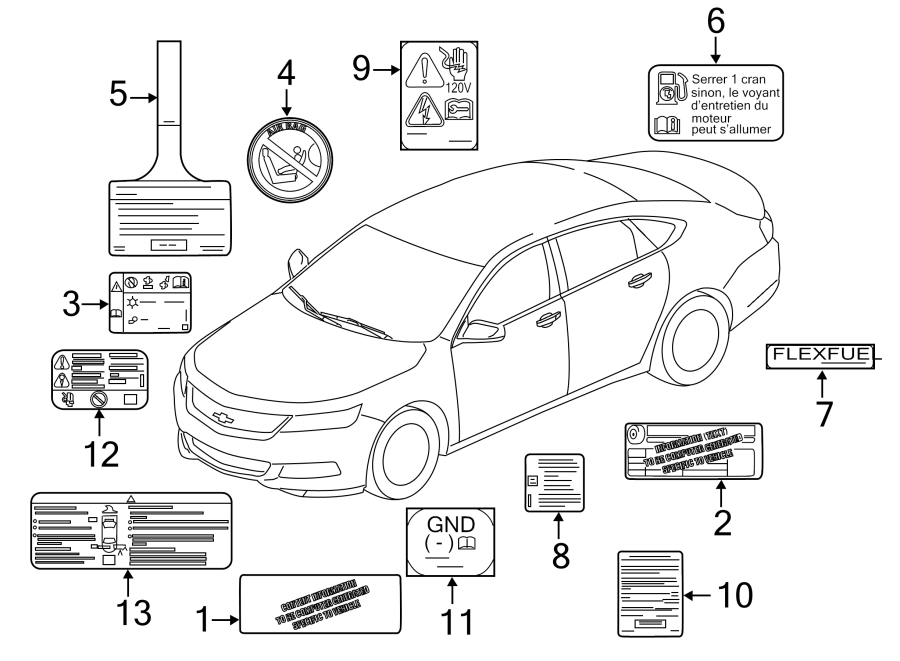 Diagram INFORMATION LABELS. for your 2014 Chevrolet Silverado   