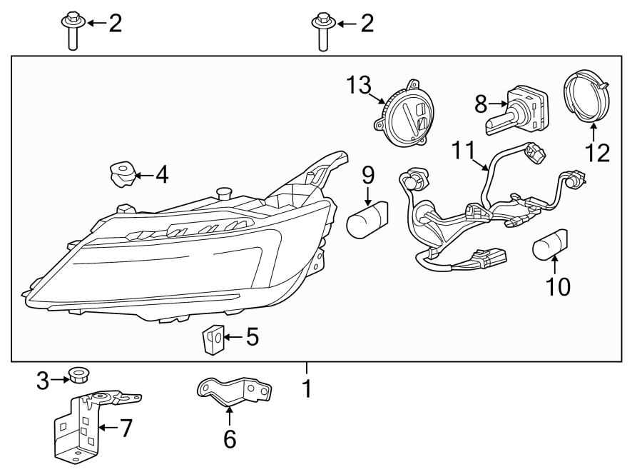 Diagram FRONT LAMPS. HEADLAMP COMPONENTS. for your GMC Sierra 1500 Classic  