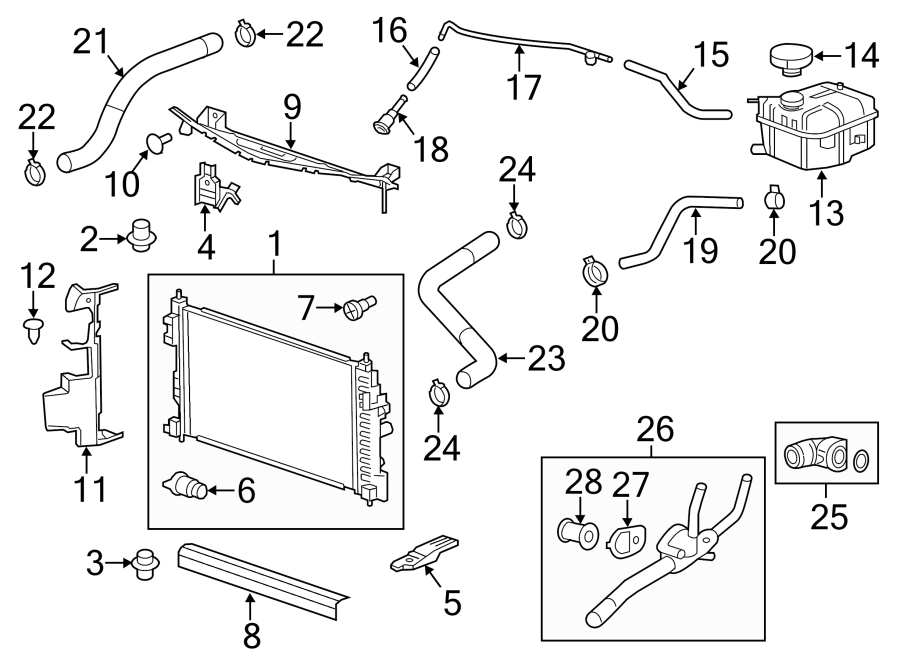 Diagram RADIATOR & COMPONENTS. for your 2019 Chevrolet Equinox   