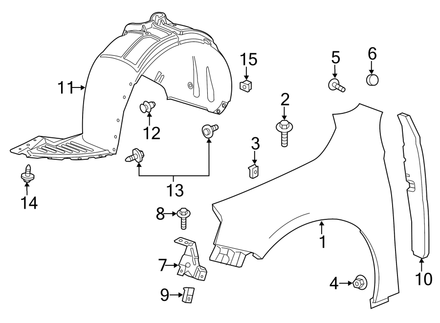 Diagram FENDER & COMPONENTS. for your 2023 Chevrolet Suburban    