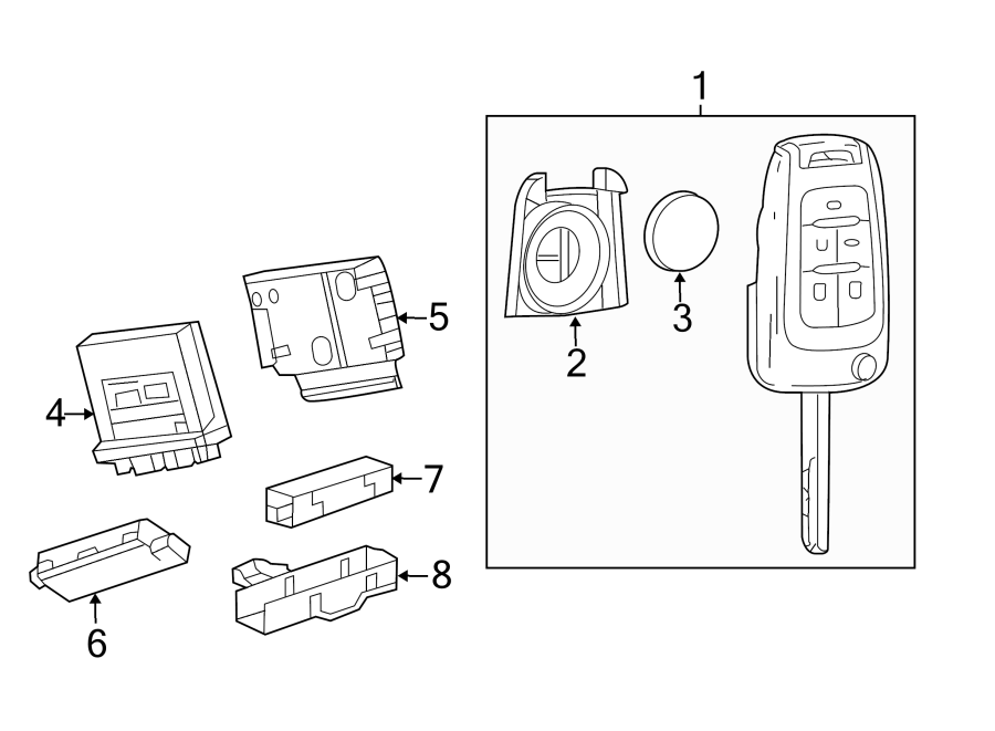 Diagram KEYLESS ENTRY COMPONENTS. for your 2017 Chevrolet Spark 1.4L Ecotec M/T LT Hatchback 