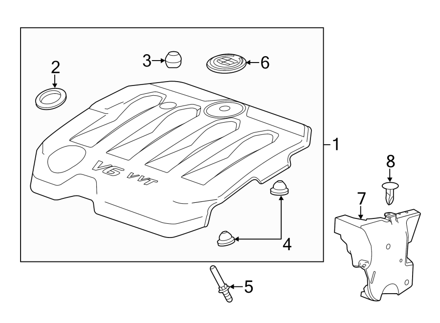 Diagram ENGINE / TRANSAXLE. ENGINE APPEARANCE COVER. for your 2008 Pontiac Grand Prix   