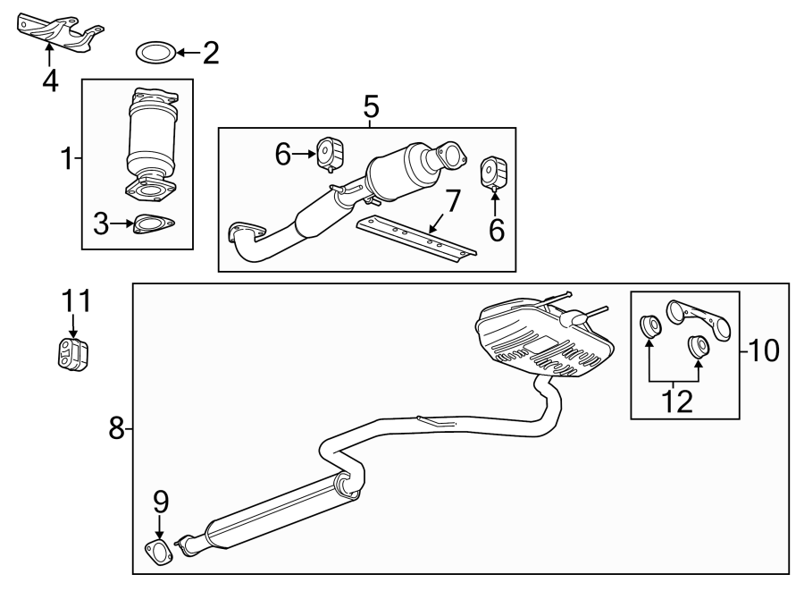 Diagram EXHAUST SYSTEM. EXHAUST COMPONENTS. for your 2018 Chevrolet Equinox 1.6L DIESEL A/T FWD LT Sport Utility 