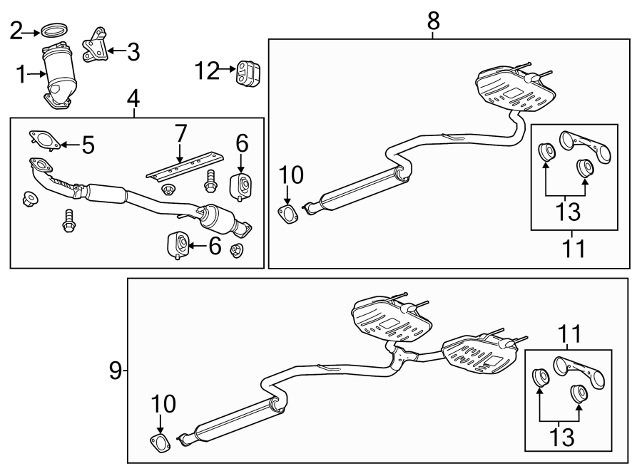 Diagram EXHAUST SYSTEM. EXHAUST COMPONENTS. for your 2018 Chevrolet Equinox 1.6L DIESEL A/T FWD LT Sport Utility 