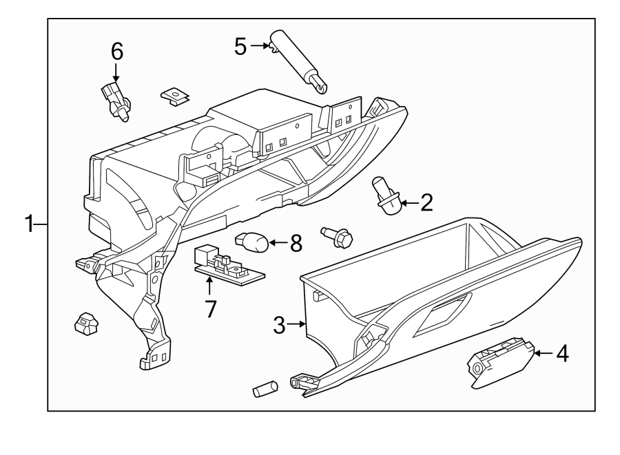 Diagram INSTRUMENT PANEL. GLOVE BOX. for your Chevrolet