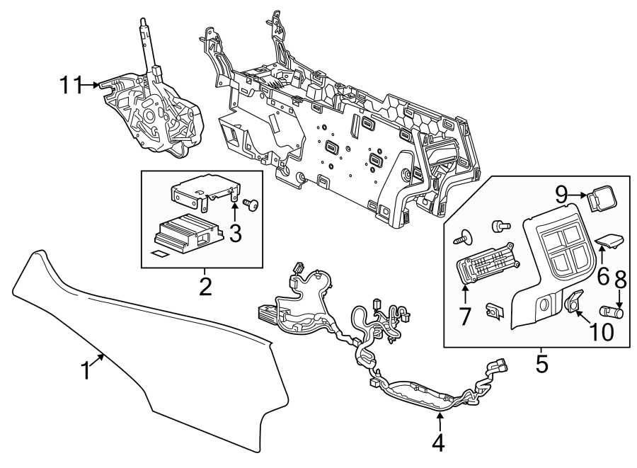 Diagram CENTER CONSOLE. for your 2021 GMC Sierra 2500 HD   