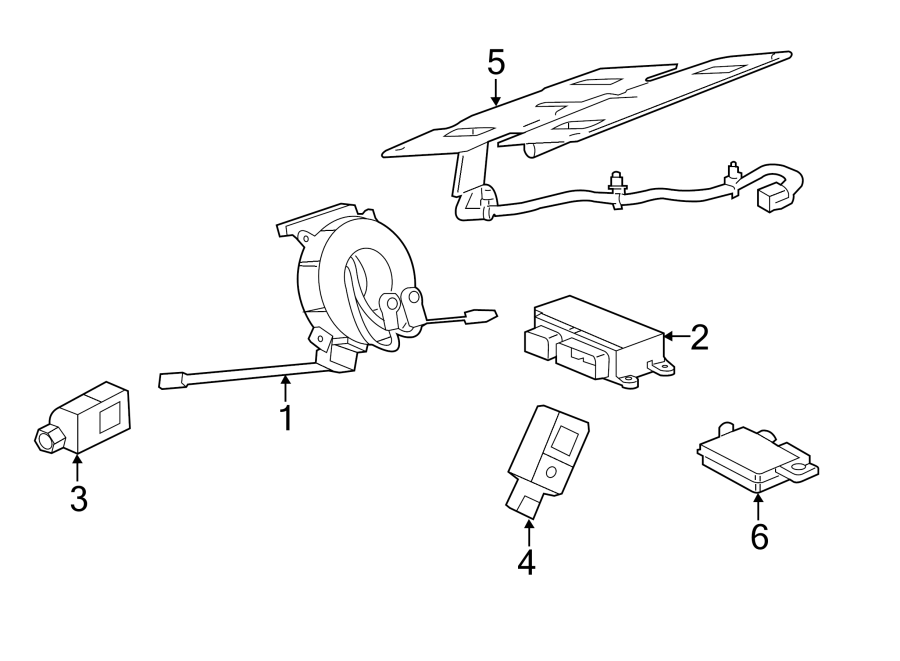 Diagram RESTRAINT SYSTEMS. AIR BAG COMPONENTS. for your 2021 Chevrolet Camaro ZL1 Coupe 6.2L V8 M/T 