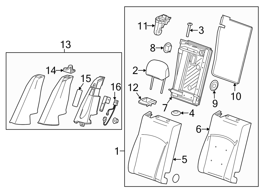 Diagram SEATS & TRACKS. REAR SEAT COMPONENTS. for your 2007 Cadillac Escalade EXT   