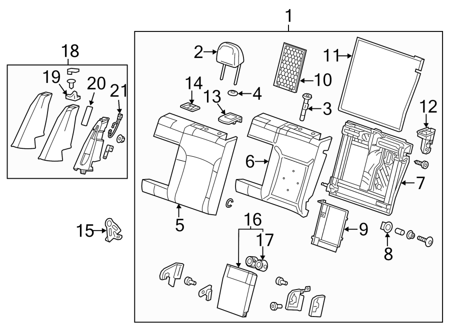 Diagram SEATS & TRACKS. REAR SEAT COMPONENTS. for your 2005 Chevrolet Impala   