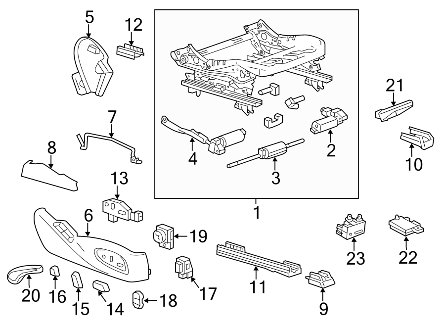 Diagram SEATS & TRACKS. TRACKS & COMPONENTS. for your 2004 Cadillac Escalade EXT   