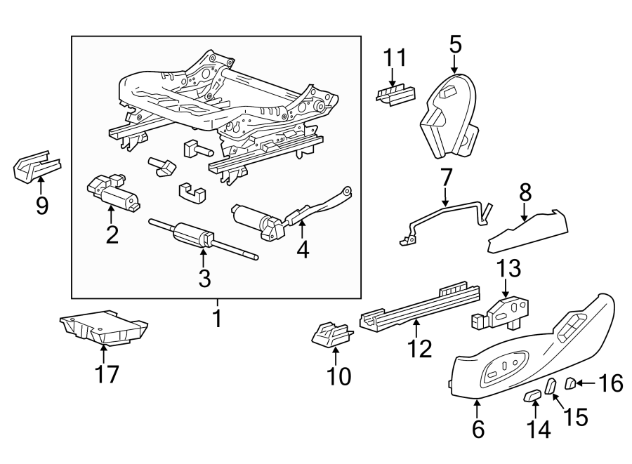 Diagram SEATS & TRACKS. TRACKS & COMPONENTS. for your 2010 Chevrolet Silverado   