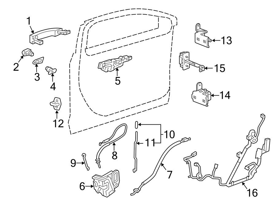 Diagram FRONT DOOR. LOCK & HARDWARE. for your 2005 Chevrolet Malibu   