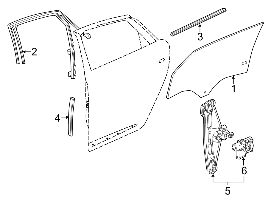 Diagram REAR DOOR. GLASS & HARDWARE. for your 2014 Chevrolet Spark 1.2L Ecotec M/T LT Hatchback 