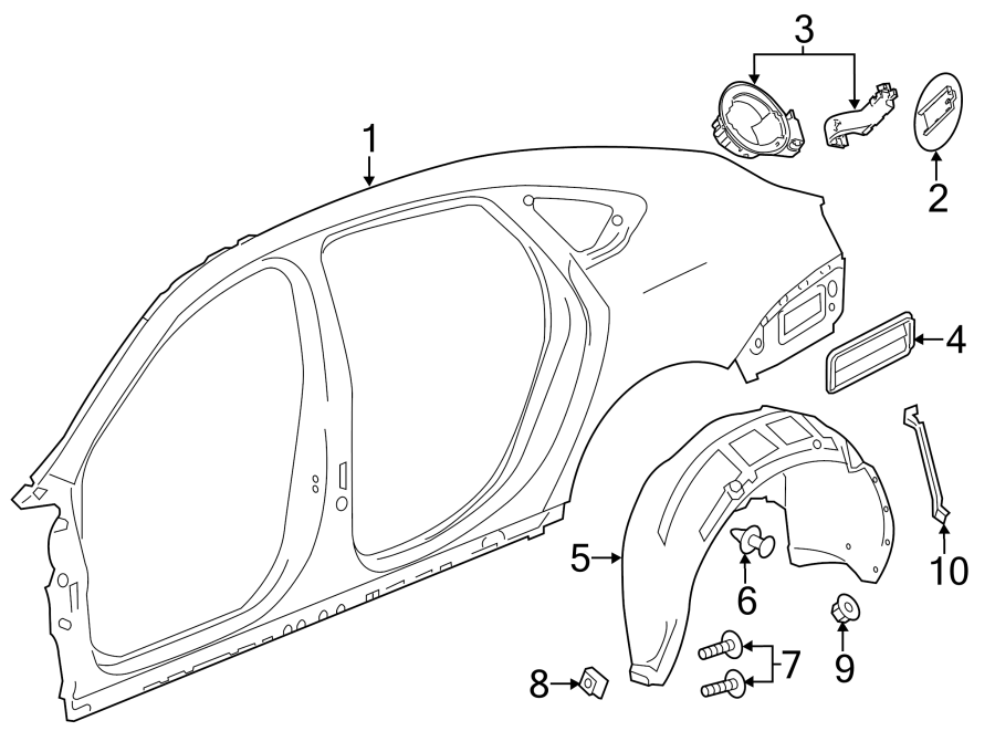 Diagram Quarter panel & components. for your Saturn