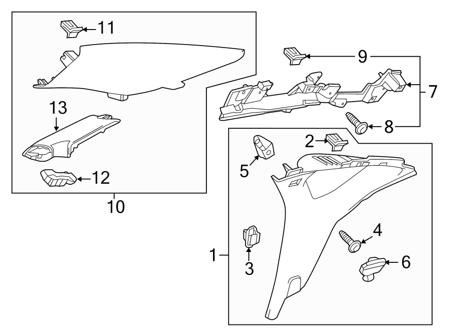 Diagram Quarter panel. Interior trim. for your Buick