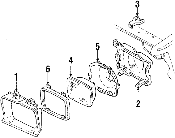 Diagram FRONT LAMPS. HEADLAMP COMPONENTS. for your 2003 GMC Sierra 2500 HD 6.0L Vortec V8 M/T RWD SLT Extended Cab Pickup 