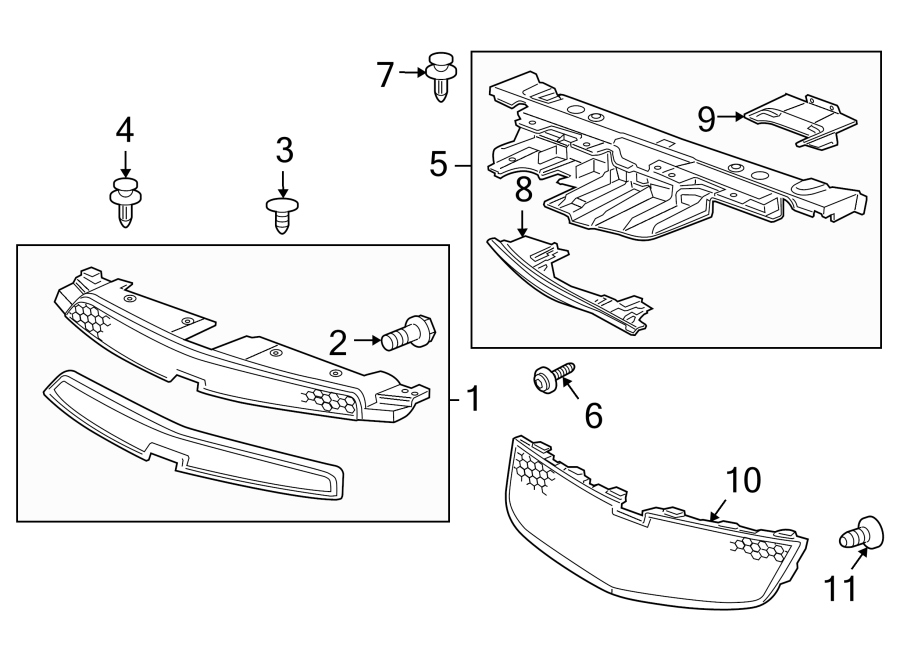 8FRONT BUMPER & GRILLE. GRILLE & COMPONENTS.https://images.simplepart.com/images/parts/motor/fullsize/CC11008.png