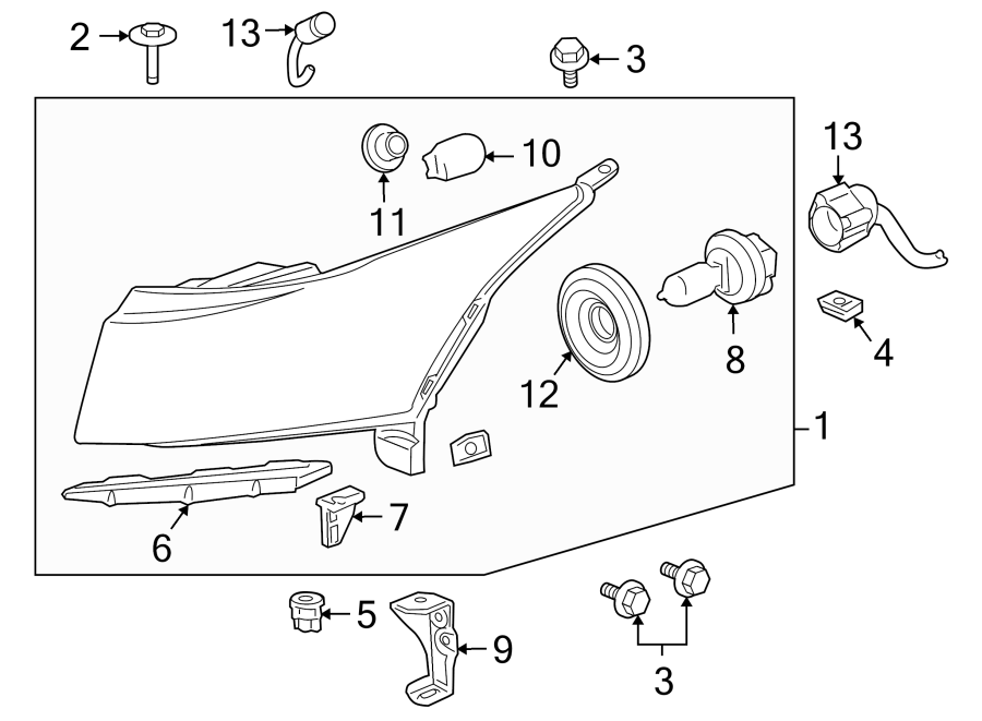 Front lamps. Headlamp components.