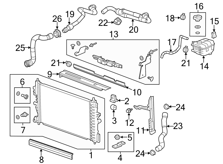 Diagram RADIATOR & COMPONENTS. for your Chevrolet Cruze  