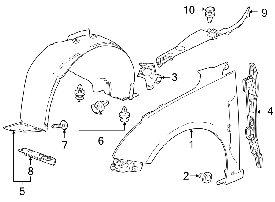 Diagram FENDER & COMPONENTS. for your 2021 GMC Sierra 2500 HD  SLT Extended Cab Pickup Fleetside 