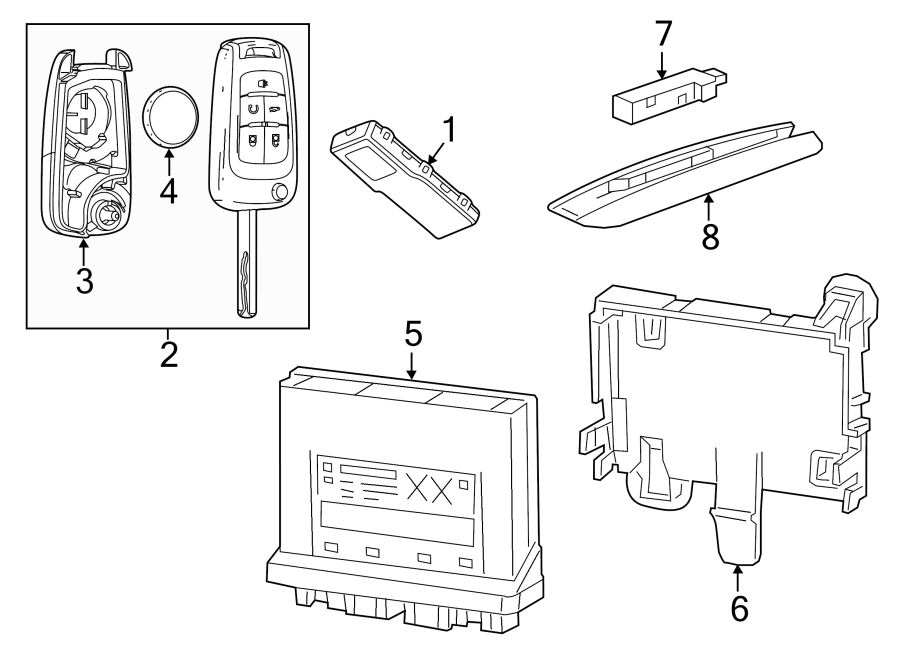 Diagram KEYLESS ENTRY COMPONENTS. for your 2016 Chevrolet Spark 1.4L Ecotec CVT LS Hatchback 