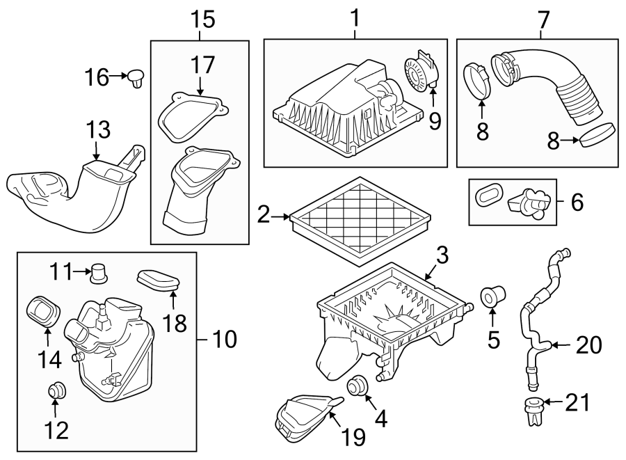 Diagram ENGINE / TRANSAXLE. AIR INTAKE. for your 2020 Chevrolet Spark   