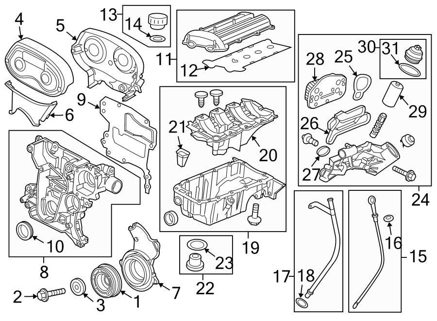 Diagram ENGINE / TRANSAXLE. ENGINE PARTS. for your Cadillac ATS  