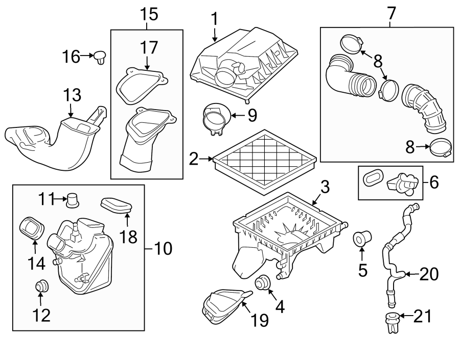 Diagram Engine / transaxle. Air intake. for your 2020 Chevrolet Spark 1.4L Ecotec CVT ACTIV Hatchback 