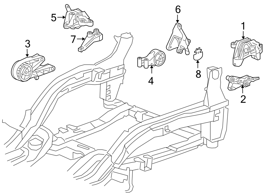 Diagram ENGINE / TRANSAXLE. ENGINE & TRANS MOUNTING. for your 2004 GMC Sierra 2500 HD 6.6L Duramax V8 DIESEL A/T 4WD SLE Crew Cab Pickup 