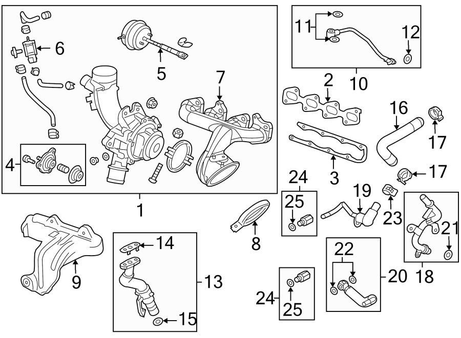 Diagram ENGINE / TRANSAXLE. TURBOCHARGER & COMPONENTS. for your 2013 Chevrolet Equinox   