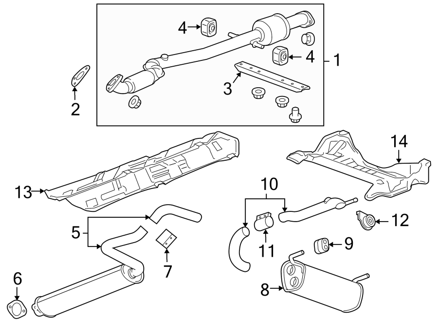 Diagram EXHAUST SYSTEM. EXHAUST COMPONENTS. for your 2024 Chevrolet Camaro  LT Convertible 