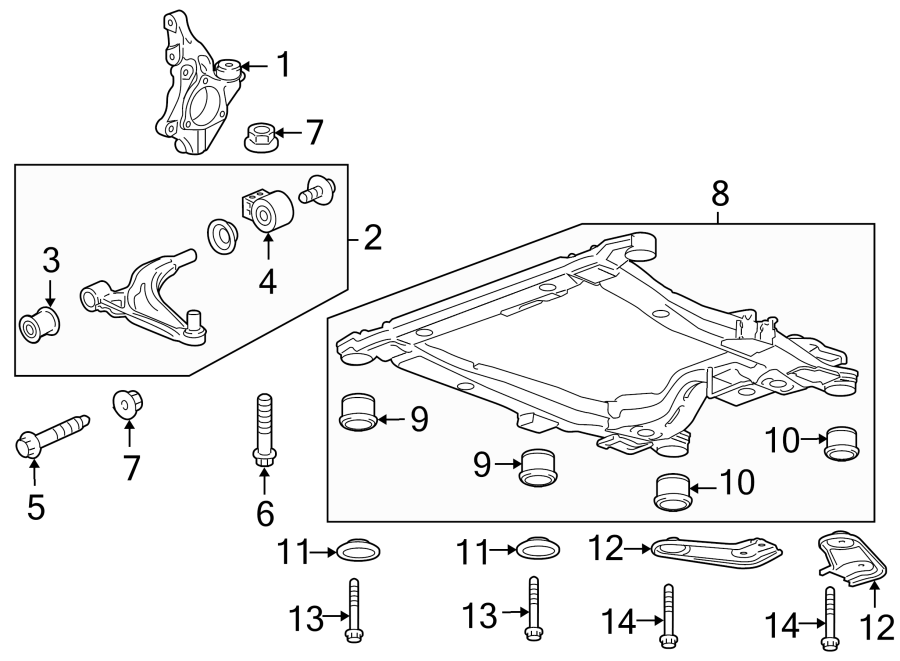 Diagram FRONT SUSPENSION. SUSPENSION COMPONENTS. for your 2004 GMC Sierra 2500 HD 6.6L Duramax V8 DIESEL M/T RWD WT Crew Cab Pickup Fleetside 