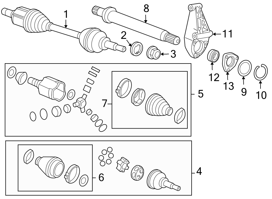 Diagram FRONT SUSPENSION. DRIVE AXLES. for your 2012 GMC Sierra 2500 HD 6.6L Duramax V8 DIESEL A/T 4WD SLE Crew Cab Pickup Fleetside 