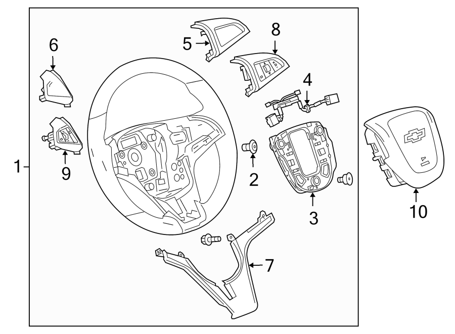 Diagram STEERING WHEEL & TRIM. for your 2024 Chevrolet Silverado   